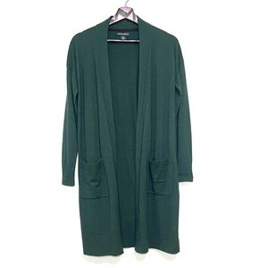 Cynthia Rowley Forest Green Long Line Cardigan Size XSmall